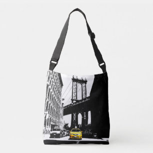 New York City Brooklyn Bridge Gele Taxi NY Zwart Crossbody Tas
