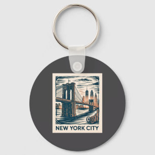New York City Brooklyn Bridge Krachtige Retro Silh Sleutelhanger