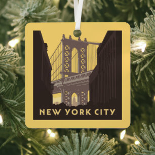 New York City   Brooklyn Bridge Metalen Ornament