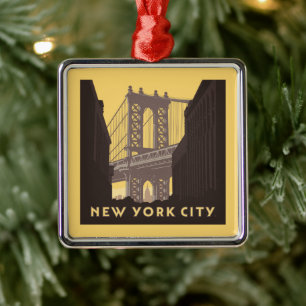 New York City   Brooklyn Bridge Metalen Ornament