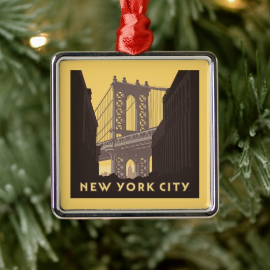 New York City | Brooklyn Bridge Metalen Ornament (Boom)