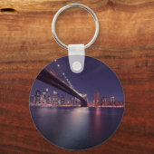 New York City Brooklyn Bridge Night Skyline Sleutelhanger (Voorkant)