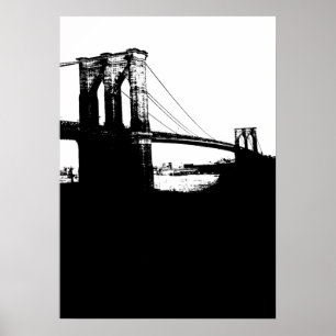 New York City Brooklyn Bridge Silhouette Pop Kunst Poster