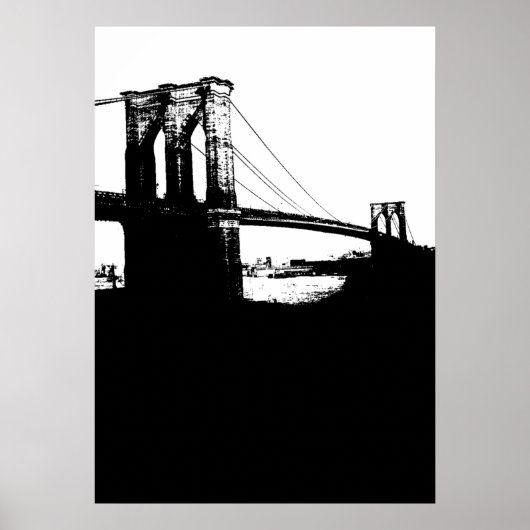 New York City Brooklyn Bridge Silhouette Pop Kunst Poster (Voorkant)