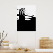 New York City Brooklyn Bridge Silhouette Pop Kunst Poster (Keuken)