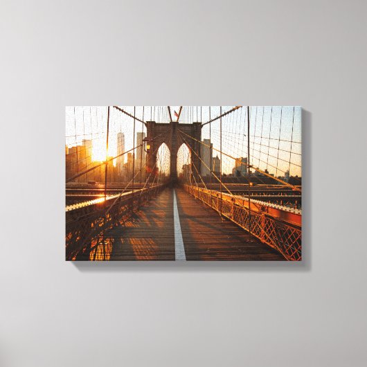 New York City Brooklyn Bridge Sunrise Canvas Afdruk (Voorkant)