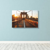 New York City Brooklyn Bridge Sunrise Canvas Afdruk (Insitu (Houten vloer))
