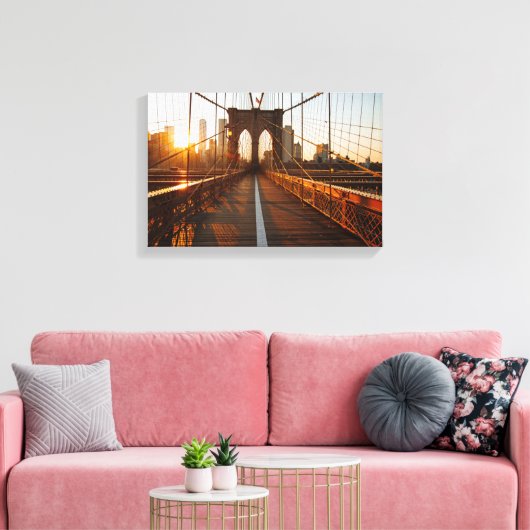 New York City Brooklyn Bridge Sunrise Canvas Afdruk (Insitu (Woonkamer))