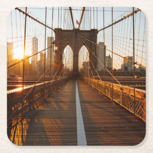 New York City Brooklyn Bridge Sunrise Kartonnen Onderzetters