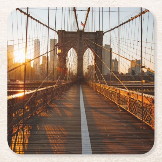 New York City Brooklyn Bridge Sunrise Kartonnen Onderzetters (Voorkant)