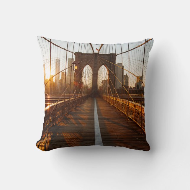 New York City Brooklyn Bridge Sunrise Kussen (Voorkant)
