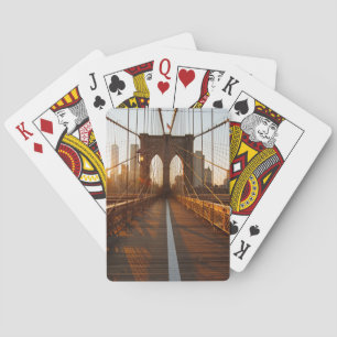 New York City Brooklyn Bridge Sunrise Pokerkaarten