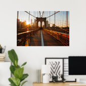 New York City Brooklyn Bridge Sunrise Poster (Thuiskantoor)