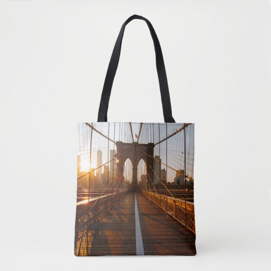 New York City Brooklyn Bridge Sunrise Tote Bag (Voorkant)