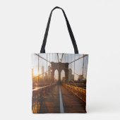 New York City Brooklyn Bridge Sunrise Tote Bag (Achterkant)