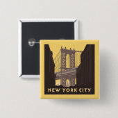 New York City | Brooklyn Bridge Vierkante Button 5,1 Cm (Voorkant /achterkant)