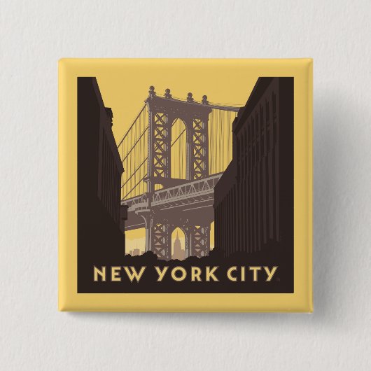 New York City | Brooklyn Bridge Vierkante Button 5,1 Cm (Voorkant)