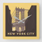 New York City | Brooklyn Bridge Vierkante Klok (Voorkant)