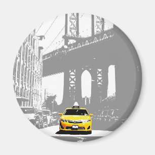 New York City Brooklyn Bridge Yellow Taxi Nyc Magneet