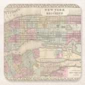  New York City Brooklyn Map Kartonnen Onderzetters (Voorkant)