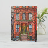 New York City Brownstone Kerst Kaart (Staand voorkant)