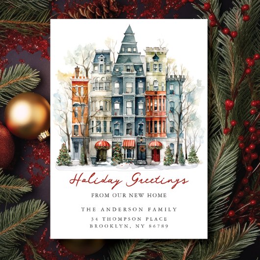 New York City Brownstone Nieuw Adres Aankondiging