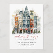 New York City Brownstone Nieuw adres Aankondigingskaart (Voorkant)