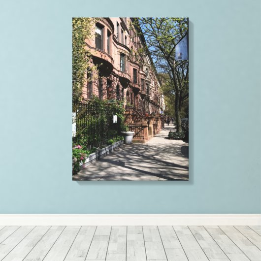 New York City Brownstone Upper West Side NYC Canvas Afdruk (Insitu (Houten vloer))