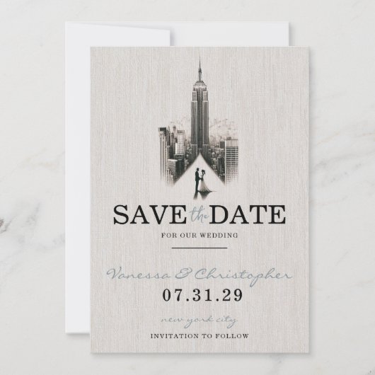 New York City bruid & bruidegom Save the Date (Voorkant)