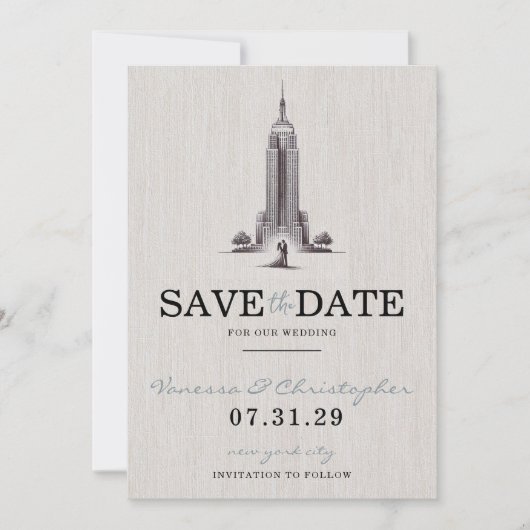 New York City bruid & bruidegom Save the Date (Voorkant)