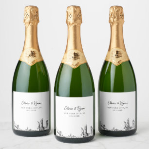 New York City Bruiloft Champagne Label Sparkling Wijnetiket