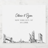 New York City Bruiloft Champagne Label Sparkling Wijnetiket (Enkel label)