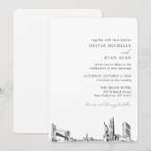 New York City bruiloft elegante skyline uitnodigin Kaart (Voorkant / Achterkant)