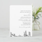 New York City bruiloft elegante skyline uitnodigin Kaart (Staand voorkant)