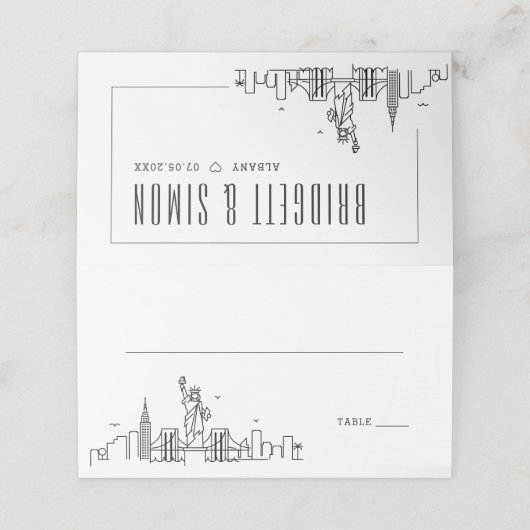 New York City bruiloft | Kaarten voor tabelnaam pl Plaatskaartje (Buitenkant ongevouwen)