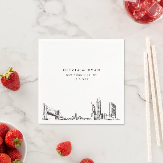 New York City Bruiloft Minimalistisch papier Servet (Insitu)