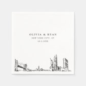 New York City Bruiloft Minimalistisch papier Servet (Voorkant)