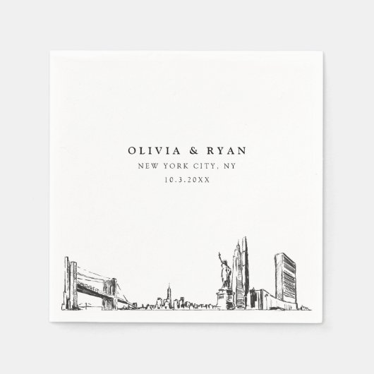New York City Bruiloft Minimalistisch papier Servet (Voorkant)