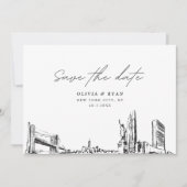 New York City Bruiloft Save the Date Modern Kaart (Voorkant)
