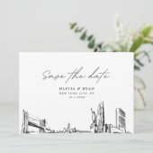 New York City Bruiloft Save the Date Modern Kaart (Staand voorkant)
