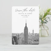 New York City Bruiloft Save the Date Zwart & Wit Kaart (Staand voorkant)