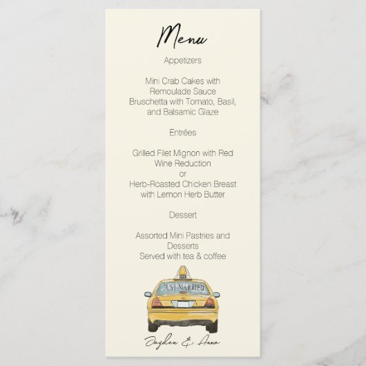 New York City Bruiloft Waterverf ontwerp Menu (Voorkant)