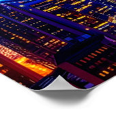 New York City Buildings at Night Under Fedora Hat  Poster (Hoek)