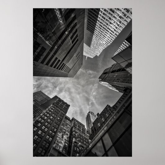 New York City Buildings Black and White Poster (Voorkant)