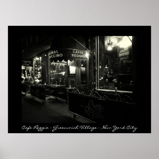 New York City - Cafe Reggio - Greenwich Village Poster (Voorkant)