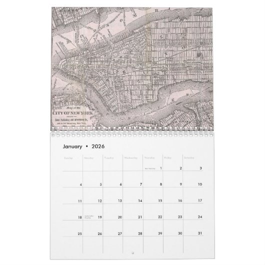 New York City Cartografie Agenda Kalender (Jan 2026)