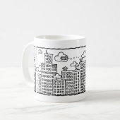 New York City Cartoon Skyline Mok (Voorkant links)