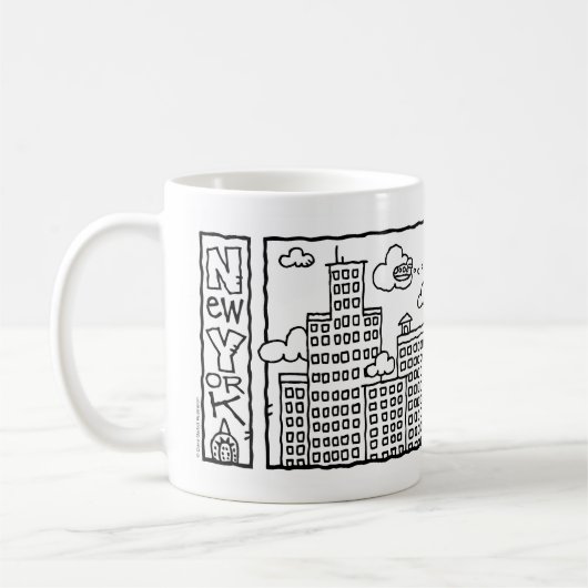 New York City Cartoon Skyline Mok (Links)