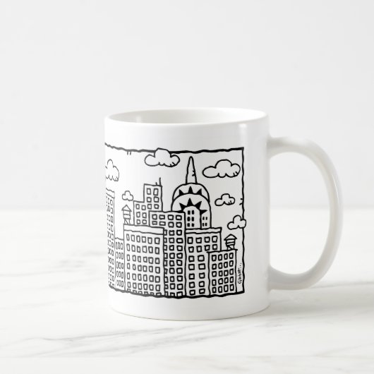 New York City Cartoon Skyline Mok (Rechts)