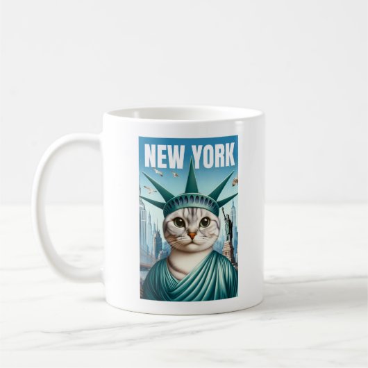 New York City Cat Statue of Liberty Mok - Schattig (Links)